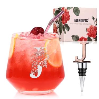 Imagem de Presentes personalizados para mulheres, monograma A-Z taça de vinho presente personalizado, presentes exclusivos de aniversário de Natal para mulheres, sua mãe, amiga, irmã, esposa, filha, enfermeira