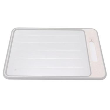 Imagem de Phefop Tábua de Corte para Descongelamento, Liga de Alumínio, Descongelamento Eficiente e Afiador de Facas, Tábua de Corte Dupla Face para Rápido de Carnes e Alimentos Congelados (Cáqui)