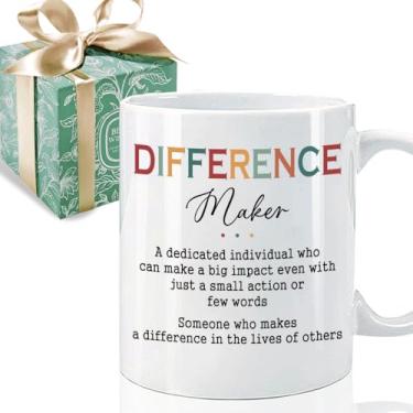 Imagem de Puouoonyi Caneca Difference Maker, presente de 325 ml, presentes de agradecimento para mulheres e homens, presentes inspiradores para colegas de trabalho, presentes de aniversário de Natal para chefes