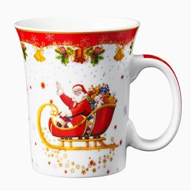 Imagem de Caneca festiva de trenó de Papai Noel de inverno - segura para micro-ondas e lava-louças - Canecas de 300 ml para café, chocolate quente, gemada - Feliz inverno - árvore, design de Papai Noel - Ótimo