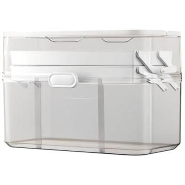 Imagem de Organizador farmacêutico dobrável, design de três camadas, caixa de armazenamento portátil com alça, grande capacidade para armário, casa e viagens