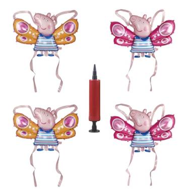 Imagem de Net Red Butterfly Wings Balloons Kids Birthday Party Inflatable Decorative Props Play Balloons (Page Wings Orange Pink 2 Each - Comes with Inflation Tube)