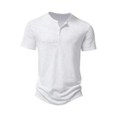 Imagem de Camiseta Henley Masculina Casual - Manga Curta, Gola Polo, Algodão Pre
