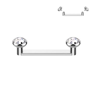 Imagem de ALACLO Piercing de superfície de titânio para joias barra plana 14G 14 mm rosca interna superfície tragus piercing joia transparente CZ