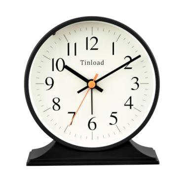 Imagem de Despertador analógico retrô de 11 cm, decoração vintage, relógio pequeno super silencioso sem tique-taque com luz manual, soneca, operado por bateria, para quarto, sala de estar, escritório, mesa de