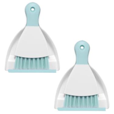 Imagem de NACENA Conjunto de 2 mini pá de lixo e escova, conjunto de vassoura pequena e pá de poeira e mini vassoura de mão, conjunto compacto para mesa doméstica, teclados, sofá, cozinha, animais de estimação