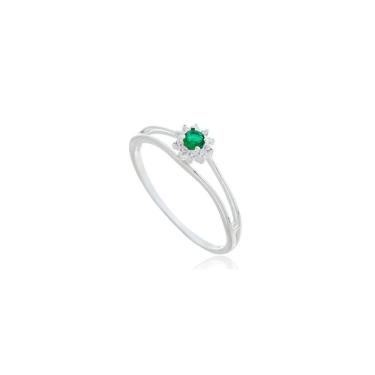 Imagem de Anel Feminino Prata 925 Solitário Verde ? Joia De Formatura Elegante