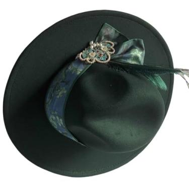 Imagem de Chapéus Fedora vintage de aba larga - Chapéu de feltro feito à mão Chapéu Panamá de fazendeiro para festa de casamento N