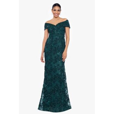 Imagem de Xscape Vestido de renda longo tomara que caia tomara que caia (padrão e pequeno) vestido para ocasiões especiais, Verde caçador, 50