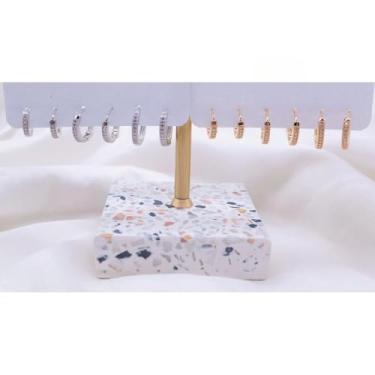 Imagem de Kit 3 Pares de Brincos Trio Feminino com Argolas 6mm 8mm 10mm Cravejadas em Zircônia – Bijuteria Fashion e Delicada (Prata)