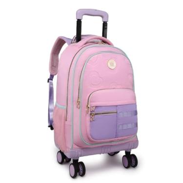 Imagem de Mochila Infantil Menina Kika Escolar Grande 4 Rodas Duplas (Rosa)