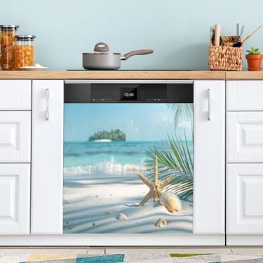 Imagem de SEHANY Capa magnética de máquina de lavar louça, estrela do mar, mar, praia, adesivos magnéticos decorativos antiarranhões para painel de geladeira e lava-louças, decoração personalizada de cozinha