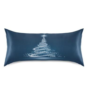 Imagem de ATTX Fronha de árvore de Natal branca brilhante com fecho de envelope para cabelo e pele, macia, respirável, lisa, ambos os lados, capa de almofada de seda refrescante (King 50 x 101 cm, 1 peça) #824