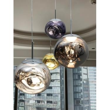 Imagem de Luminária pendente exclusiva em formato de lâmpada de lava - Lustre de design para escadas, casas, duplex, salas de estar, salas de jantar e balcões de bar (cinza fumê, 28 cm)