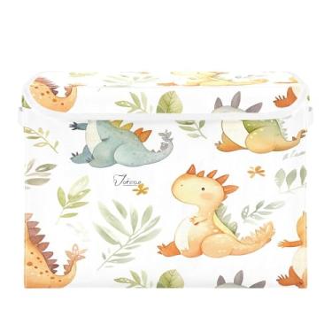 Imagem de SEHANY Cestas de armazenamento engraçadas de dinossauro com tampas, organizador de caixa de armazenamento dobrável, caixas de armazenamento de armário de tecido para roupas cobertor de escritório