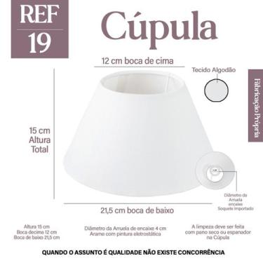 Imagem de Cupula para Abajur 15x12x21cm Tecido algodão Soquete Importada Cor beg
