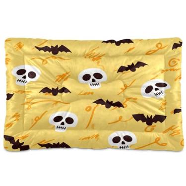 Imagem de SEHANY Cama de Halloween morcegos para cães e gatos com fundo antiderrapante, caixa de canil, colchão macio para animais de estimação, lavável para cães pequenos, médios e grandes, gatos, 91 x 61 cm