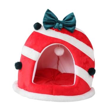 Imagem de Ｂｅｓｇａ Cama natalina para gatos de interior, toca aconchegante para gatinhos, criativo de inverno para filhotes e gatos.