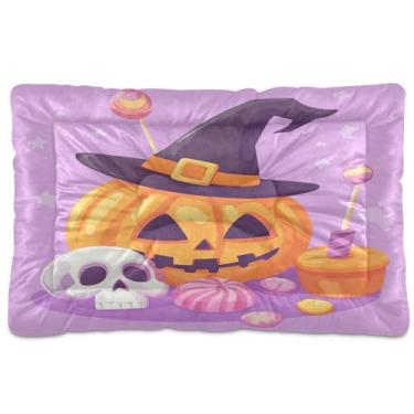 Imagem de SEHANY Cama de Halloween Pumpkins para cães e gatos com fundo antiderrapante, cama de canil, colchão macio para animais de estimação, lavável para cães pequenos, médios e grandes, gatos, 61 x 45 cm