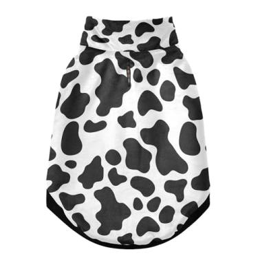 Imagem de SEHANY Casaco de cachorro preto e branco com estampa de vaca para cães pequenos, superquente à prova de vento, jaqueta de inverno macia e aconchegante para clima de neve fria com coleira para animais