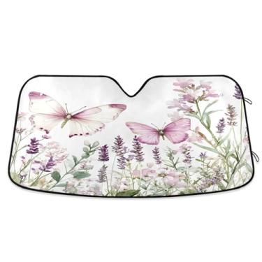 Imagem de ATTX Belas borboletas pára-brisas de carro 144.8 cm x 80.0 cm escudo solar universal com proteção UV, persiana de janela frontal automática dobrável para Sedans SUVs caminhões #220