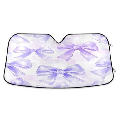 Imagem de ATTX Para-brisas de carro White Bows 134.6 cm x 59.7 cm Protetor solar universal com proteção UV, persiana de janela frontal automática dobrável para caminhões Sedans SUVs #178