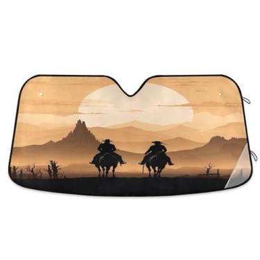 Imagem de ATTX American West Cowboy Para-brisa Carro Para-brisas 144.8 cm x 80.0 cm Escudo Solar Universal com Proteção UV, Persiana de Janela Frontal Auto Dobrável para Sedans SUVs Caminhões #664