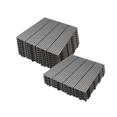 Imagem de Azulejos de deck interligados, azulejos de piso de pátio composto WPC com sistema de clique função de drenagem para varanda piscina varanda quintal área de jogo terraço uso em todos os climas B5 12