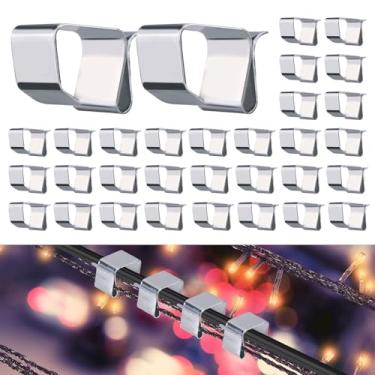 Imagem de 50 peças de ganchos de calha de luzes de Natal para luzes externas, galvanizado para férias, sazonais, à prova de intempéries, calha de luz de Natal, fácil instalação, clipes de iluminação de telhado