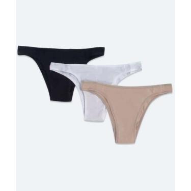 Imagem de Kit 3 Calcinhas Tanga Básicas Delcotton-95343, Preto, G