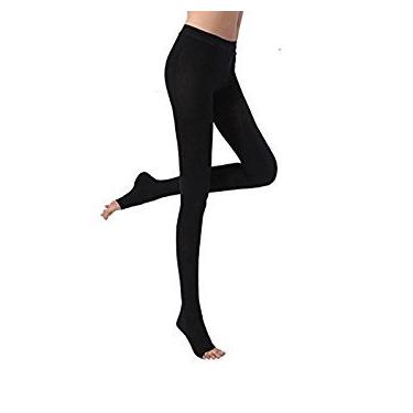 Imagem de Meia-calça de compressão opaca BriteLeafs terapêutica 20-30 mmHg bico aberto – Compressão gradiente de suporte firme, nível profissional, Preto, X-Large (Pack of 1)