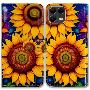 Imagem de Bcov Capa para T-Mobile Revvl 8 Pro, lindos girassóis couro flip capa carteira com compartimento para cartão suporte capa para T-Mobile Revvl 8 Pro