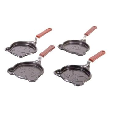 Imagem de Mini Frigideira Panquequeira com Estampas de Animais, Antiaderente, Aço Carbono, 12cm Diâmetro, Cabo Ergonômico, para Fogão a Gás e Elétrico