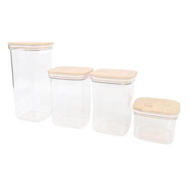 Imagem de ZAWELIYO Frascos de Armazenamento de Alimentos Recipientes Herméticos de Plástico Com Tampas de Bambusoideae Vasilhas de Cozinha de Alta Permeabilidade para Grãos, Nozes, chá, 2 X Frascos (1 unidade