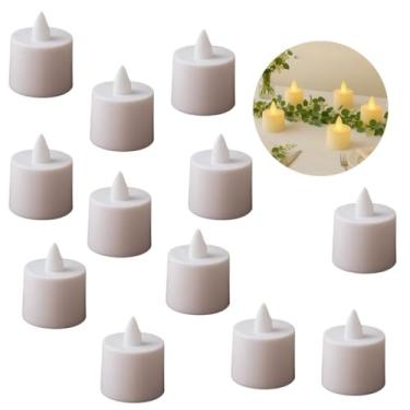 Imagem de Kit 12 Vela Led C/Bateria Inclusa Luz Branca Quente Amarela Branco Liso