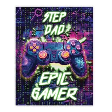 Imagem de Stuff4 Pôster de aniversário de padrasto sem moldura - Epic Gamer - Presentes exclusivos de feliz aniversário para padrasto do filho e filha, decoração de dia dos pais 20 x 25 cm