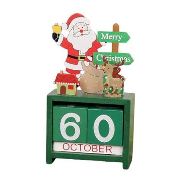 Imagem de Fenteer Calendário do Advento de mesa em madeira com contagem regressiva e blocos numéricos para o quarto, Style B