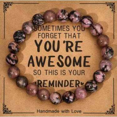 Imagem de Pulseiras de contas presentes para mulheres e homens, pulseira elástica de pedra natural feita à mão, pulseiras de amizade para casais, One Size, Vidro, Sem Pedra Preciosa