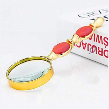 Imagem de uhyOHF Lupa, lupa de 8 x - 52 mm com alça de material metálico para leitura de mapas - Lupa de reparo de relógio de joalheiro, auxiliares de baixa visão (