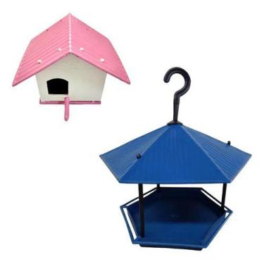 Imagem de Casinha Para Passarinho + Comedouro Tratador De Pássaros - UNI ECCOMME