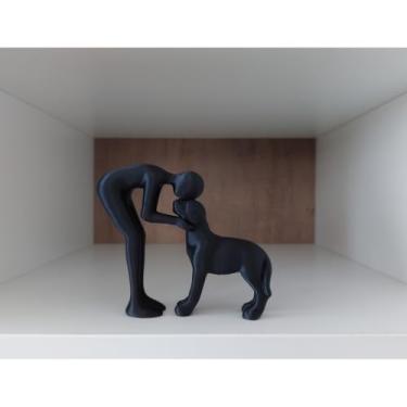 Imagem de Estátua Cachorro Love Decoração Minimalista Donos de Pet Escultura Amo Meu Cachorro para Sala 12cm