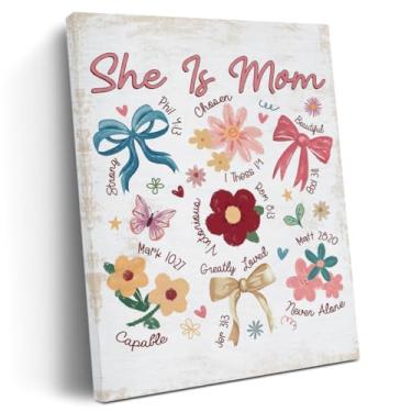 Imagem de Decoração de parede retrô cristã mãe religiosa, arte de parede, versículo bíblico, coquete, floral, dia das mães, mamã, mãe, presentes de aniversário, obras de arte emolduradas para casa, quarto, sala