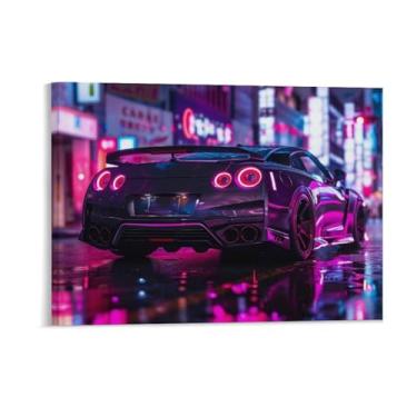 Imagem de HouLaiZhe Jdm Carro esportivo R35 sob luzes neon pôsteres tela estética decoração de quarto pintura de parede impressões galeria sala decoração de parede para quarto sala de estar escritório 18 x 24