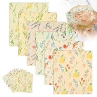 Imagem de HJJWNDDNG Pacote com 6 panos de prato suecos para cozinha, toalhas de papel reutilizáveis, panos de esponja de celulose super absorventes sortidos panos de limpeza, toalhas de cozinha suecas para