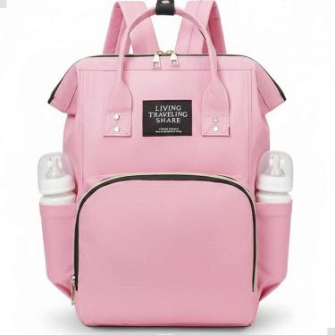 Imagem de Mochila Maternidade Cor Rosa Bebê Mamadeira Reforçada