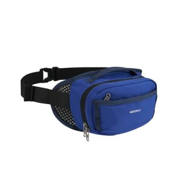 Imagem de WATERFLY Pochete de cintura: bolsas transversais grandes de 2,5 L com bloqueio de RFID para mulheres e homens, bolsa de quadril casual respirável para viagens, caminhadas, trilhas, azul marinho