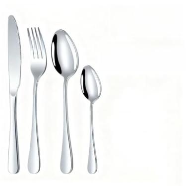 Imagem de Kit 36 Talheres Aço Inox Stainless Steel Mesa Posta Garfo Faca Colher Dourado(Prata (Kit 24))