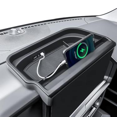 Imagem de RUNROAD Bandeja organizadora de armazenamento de painel compatível com acessórios esportivos Ford Bronco 2025, caixa de armazenamento de console central atrás da tela para painel de apoio de braço