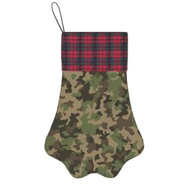 Imagem de SKKNT Meias de Natal com estampa camuflada verde para animais de estimação, decoração de Natal, cães, gatos, árvores, doces, presente conveniente