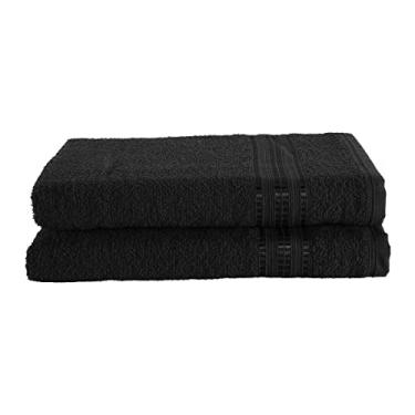 Imagem de Kit 2 Peças Toalha de Banho, 100% Algodão, 125x65cm, Gramatura 260g/m², Hipoalergênica, Uso Diário (Preto)